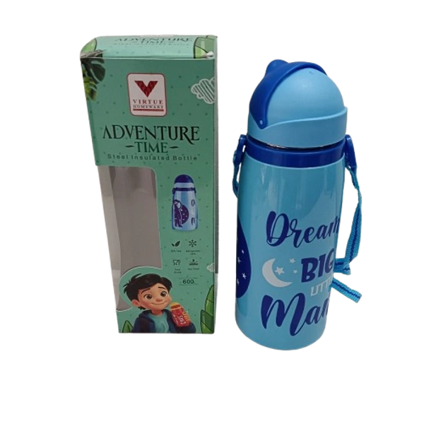 VIRTUE ADVENTURE TIME 600 ml INSULATED WATER BOTTLE  - Blue, 8, 20, 8