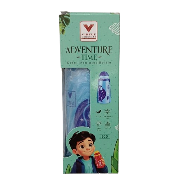 VIRTUE ADVENTURE TIME 600 ml INSULATED WATER BOTTLE  - Blue, 8, 20, 8