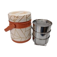 VIRTUE ARMOUR 3 INSULATED TIFFIN WITH 3 STAINLESS STEEL CONTAINERS - Web Orange, 15, 16, 15