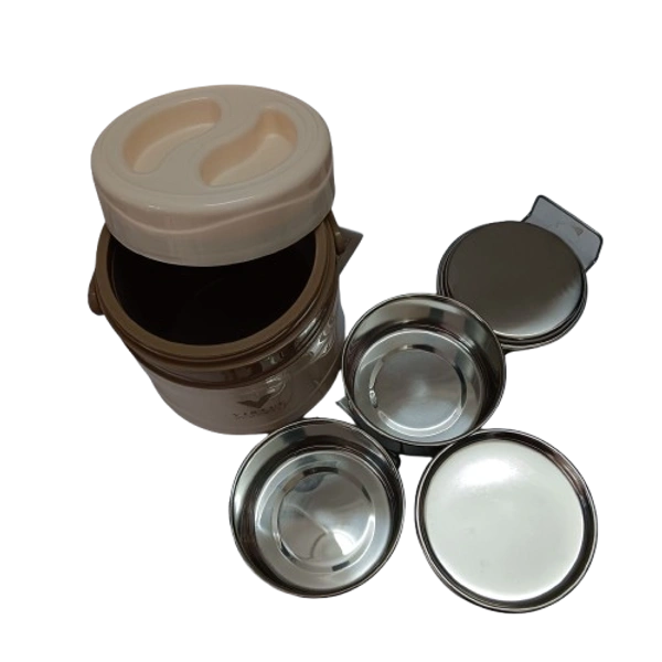 VIRTUE VOGUE 3 INSULATED TIFFIN WITH 3 STAINLESS STEEL CONTAINERS - Primrose, 15, 16, 15