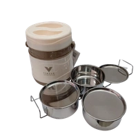 VIRTUE VOGUE 3 INSULATED TIFFIN WITH 3 STAINLESS STEEL CONTAINERS - Primrose, 15, 16, 15