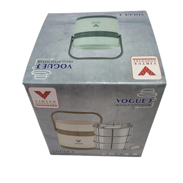 VIRTUE VOGUE 3 INSULATED TIFFIN WITH 3 STAINLESS STEEL CONTAINERS - Primrose, 15, 16, 15