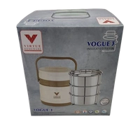 VIRTUE VOGUE 3 INSULATED TIFFIN WITH 3 STAINLESS STEEL CONTAINERS - Primrose, 15, 16, 15