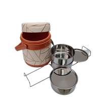 VIRTUE ARMOUR 3 INSULATED TIFFIN WITH 3 STAINLESS STEEL CONTAINERS - Web Orange, 15, 16, 15