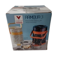 VIRTUE ARMOUR 3 INSULATED TIFFIN WITH 3 STAINLESS STEEL CONTAINERS - Web Orange, 15, 16, 15