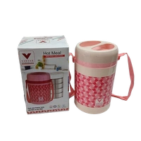 VIRTUE HOT MEAL 4 INSULATED LUNCH PACK WITH 4 STAINLESS STEEL CONTAINERS - Oriental Pink, 15, 20, 15