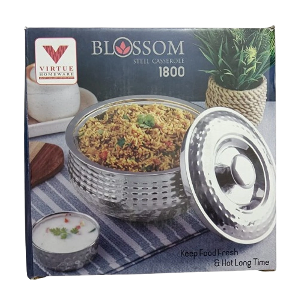 VIRTUE BLOSSOM 1800 ML INSULATED STEEL CASSEROLE - Gray, 18, 10, 18