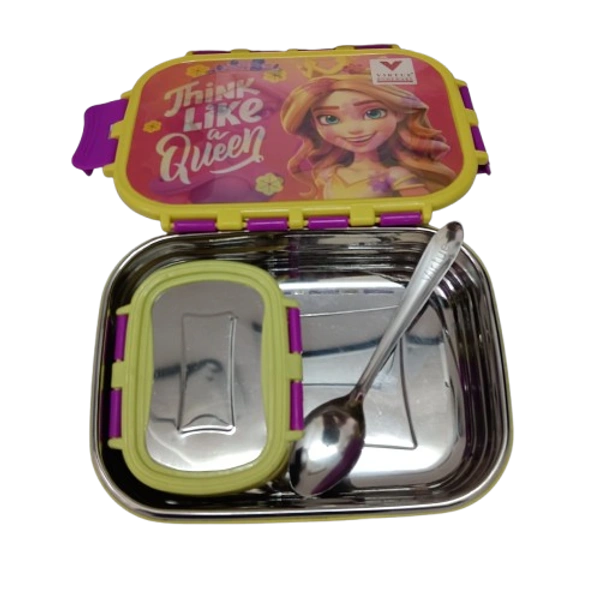 VIRTUE PEEK-A-BOO 2 PCS SET STAINLESS STEEL LUNCH BOX (QUEEN) - Pink, 18, 10, 15