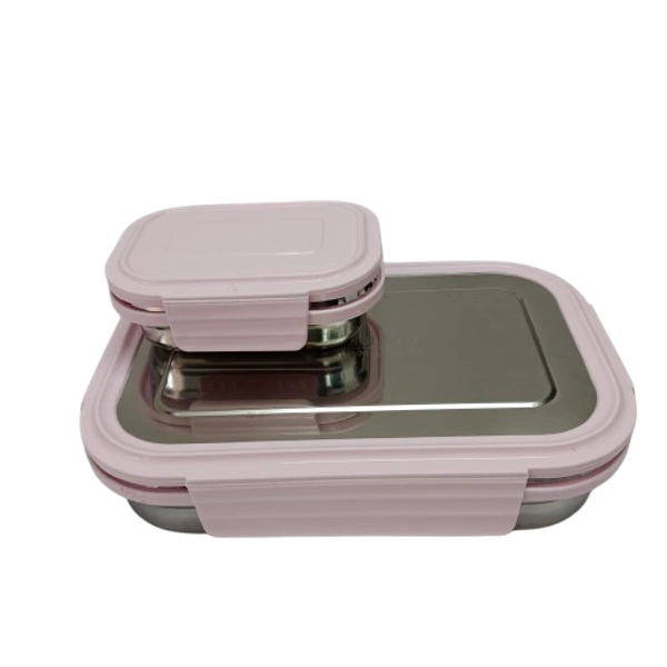 VIRTUE TIFFANY 2PC SET STAINLESS STEEL LUNCH BOX - Pink, 18, 8, 15