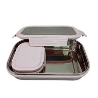 VIRTUE TIFFANY 2PC SET STAINLESS STEEL LUNCH BOX - Pink, 18, 8, 15