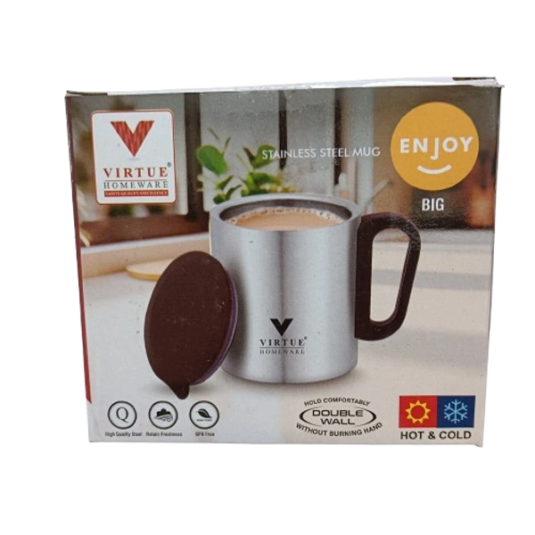 VIRTUE ENJOY BIG 300 ml STAINLESS STEEL MUG - Gray, 12, 10, 10