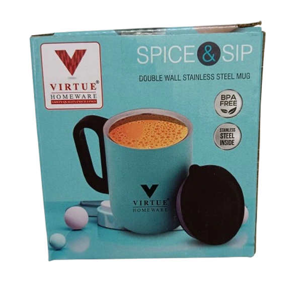 VIRTUE SPICE & SIP STAINLESS STEEL COFFEE MUG  - Pink, 10, 10, 8