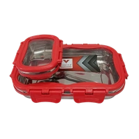 VIRTUE ECO-ME JUMBO 2PC SET STAINLESS STEEL LUNCH BOX - Red, 18, 8, 14