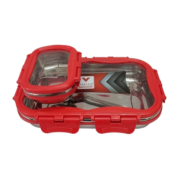 VIRTUE ECO-ME JUMBO 2PC SET STAINLESS STEEL LUNCH BOX - Red, 18, 8, 14
