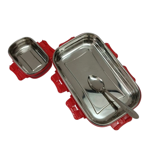 VIRTUE ECO-ME JUMBO 2PC SET STAINLESS STEEL LUNCH BOX - Red, 18, 8, 14