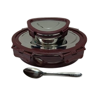 VIRTUE HOT MATE STAINLESS STEEL INSULATED LUNCH BOX - Brown Bramble, 18, 8, 14