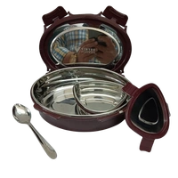 VIRTUE HOT MATE STAINLESS STEEL INSULATED LUNCH BOX - Brown Bramble, 18, 8, 14