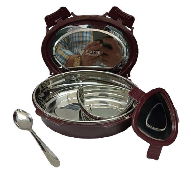 VIRTUE HOT MATE STAINLESS STEEL INSULATED LUNCH BOX - Brown Bramble, 18, 8, 14