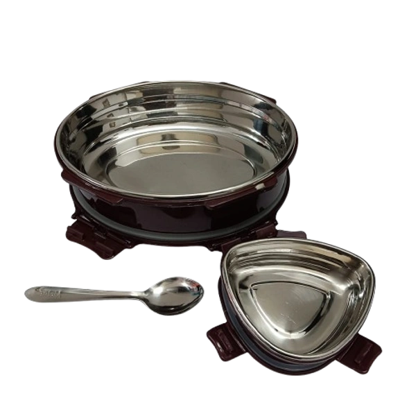 VIRTUE HOT MATE STAINLESS STEEL INSULATED LUNCH BOX - Brown Bramble, 18, 8, 14