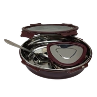 VIRTUE HOT MATE STAINLESS STEEL INSULATED LUNCH BOX - Brown Bramble, 18, 8, 14