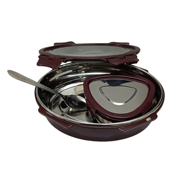 VIRTUE HOT MATE STAINLESS STEEL INSULATED LUNCH BOX - Brown Bramble, 18, 8, 14