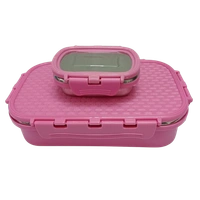 VIRTUE MAGNUM JUMBO STAINLESS STEEL INSULATED LUNCH BOX - Pink, 18, 8, 12