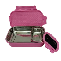 VIRTUE MAGNUM JUMBO STAINLESS STEEL INSULATED LUNCH BOX - Pink, 18, 8, 12