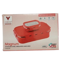 VIRTUE MAGNUM JUMBO STAINLESS STEEL INSULATED LUNCH BOX - Pink, 18, 8, 12
