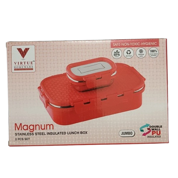 VIRTUE MAGNUM JUMBO STAINLESS STEEL INSULATED LUNCH BOX - Pink, 18, 8, 12