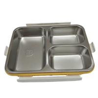 VIRTUE FOOD TIME 3 PARTITION BIG STAINLESS STEEL LUNCH BOX - Yellow, 22, 7, 16