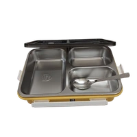 VIRTUE FOOD TIME 3 PARTITION BIG STAINLESS STEEL LUNCH BOX - Yellow, 22, 7, 16