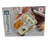 VIRTUE FOOD TIME 3 PARTITION BIG STAINLESS STEEL LUNCH BOX - Yellow, 22, 7, 16