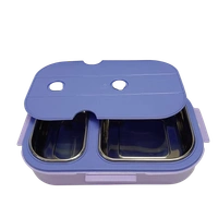 VIRTUE DINEOUT 2 PARTITION STAINLESS STEEL LUNCH BOX - Blue, 25, 7, 14