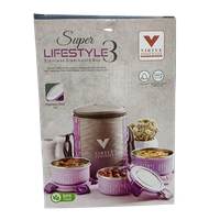 VIRTUE SUPER LIFESTYLE 3 CONTAINER LUNCH BOX - French Lilac, 15, 21, 15