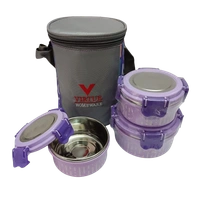 VIRTUE SUPER LIFESTYLE 3 CONTAINER LUNCH BOX - French Lilac, 15, 21, 15