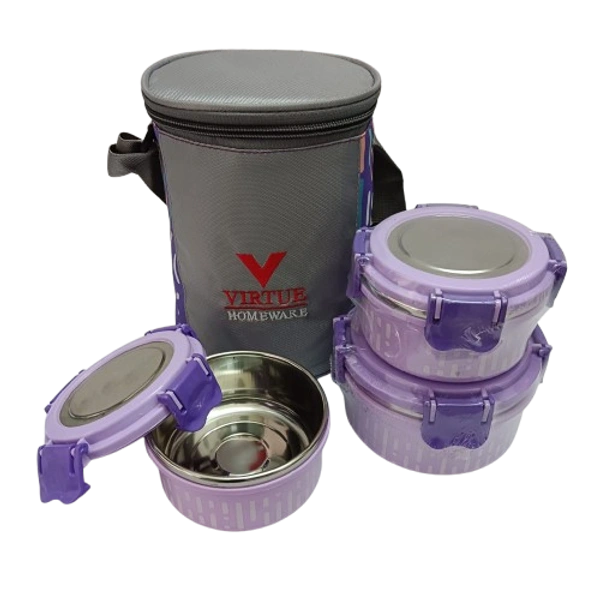 VIRTUE SUPER LIFESTYLE 3 CONTAINER LUNCH BOX - French Lilac, 15, 21, 15