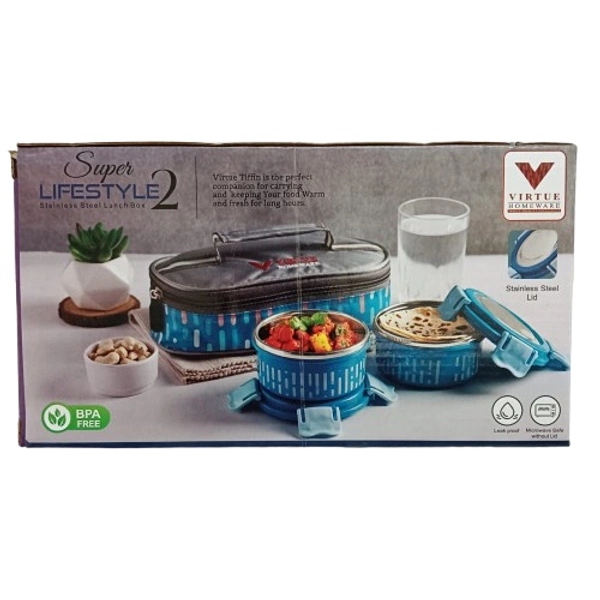 VIRTUE SUPER LIFESTYLE 2 CONTAINER LUNCH BOX - Blue Violet, 22, 8, 12