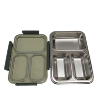 VIRTUE FUN FOOD 3 PARTITION STAINLESS STEEL LUNCH BOX - Celadon, 24, 6, 16
