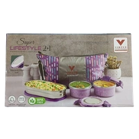 VIRTUE SUPER LIFESTYLE 2+1 STAINLESS STEEL LUNCH BOX 3 CONTAINERS - Kobi, 28, 16, 12