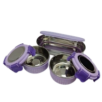 VIRTUE SUPER LIFESTYLE 2+1 STAINLESS STEEL LUNCH BOX 3 CONTAINERS - Kobi, 28, 16, 12