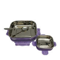 VIRTUE HAPPY MUNCH 2PC SET STAINLESS STEEL LUNCH BOX - Lilac, 16, 7, 12