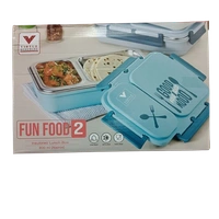 VIRTUE FUN FOOD 2 PARTITION STAINLESS STEEL LUNCH BOX - Pixie Green, 20, 7, 15