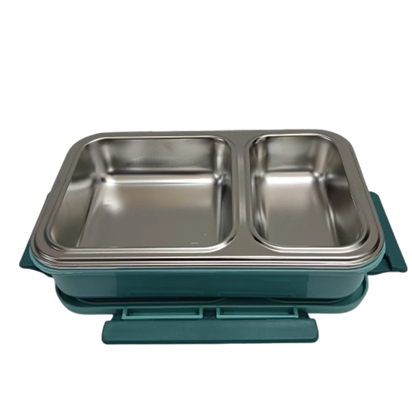 VIRTUE FUN FOOD 2 PARTITION STAINLESS STEEL LUNCH BOX - Pixie Green, 20, 7, 15
