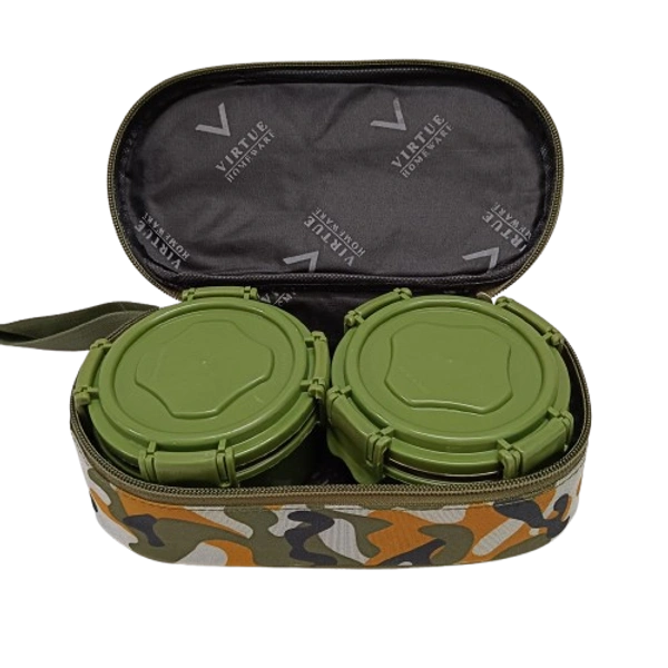 VIRTUE SUPER PRIME 2 PC STAINLESS STEEL LUNCH BOX - Hippie Green, 22, 7, 14