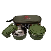 VIRTUE SUPER PRIME 2 PC STAINLESS STEEL LUNCH BOX - Hippie Green, 22, 7, 14