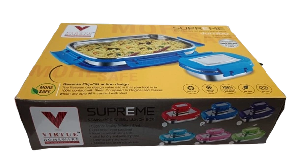 VIRTUE SUPREME JUMBO 2 PCS STAINLESS STEEL LUNCH BOX - Blue, 21, 7, 14