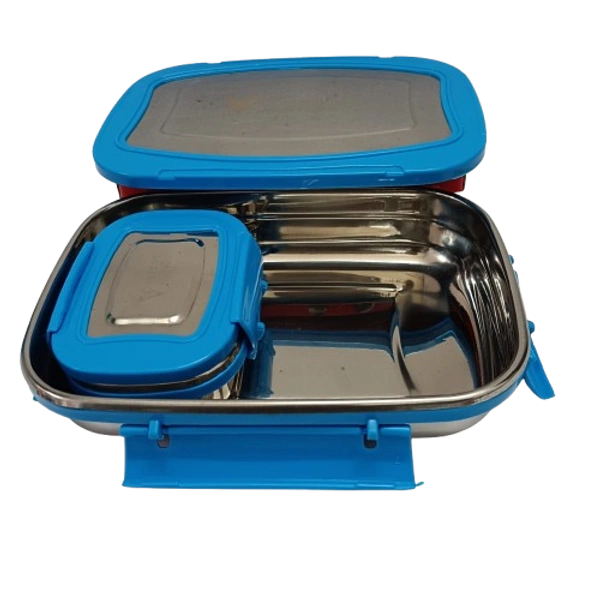 VIRTUE SUPREME JUMBO 2 PCS STAINLESS STEEL LUNCH BOX - Blue, 21, 7, 14