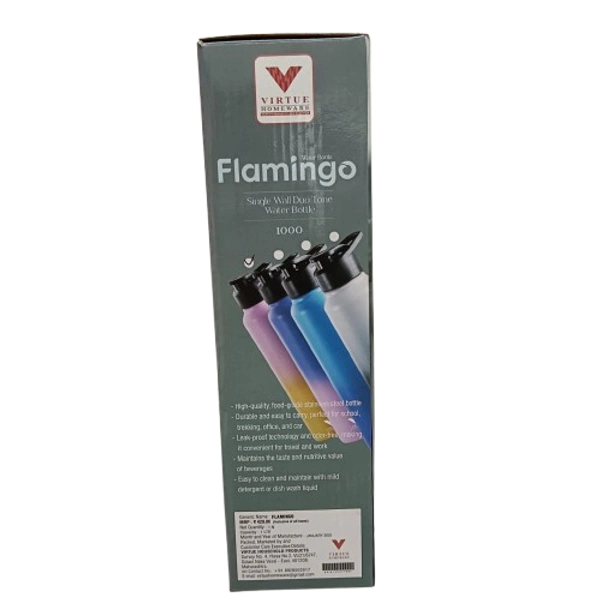 VIRTUE FLAMINGO 1000 ml STAINLESS STEEL BOTTLE - Black, 8, 22, 8