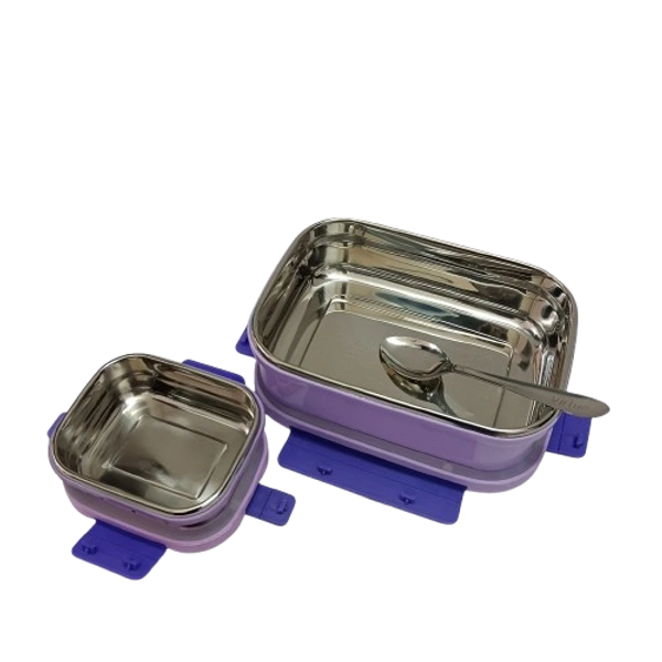 VIRTUE BITE BUDDY SMALL 2Pcs STAINLESS STEEL LUNCH BOX - Cavern Pink, 20, 7, 14