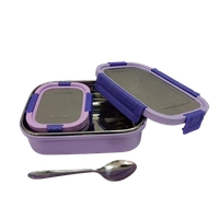 VIRTUE BITE BUDDY SMALL 2Pcs STAINLESS STEEL LUNCH BOX - Cavern Pink, 20, 7, 14